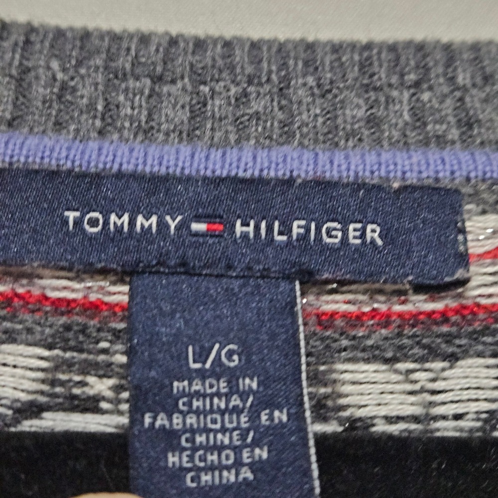 Tommy Hilfiger Fair Isle Sweater Dress L Red Gray Knit Preppy Après-Ski Academic - Picture 3 of 5